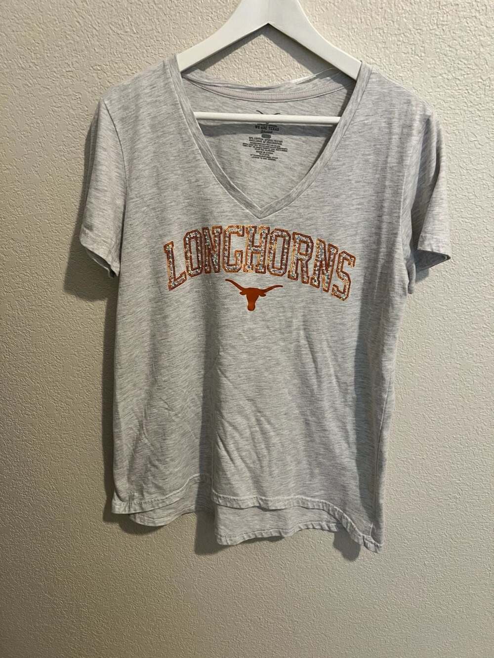 University of Texas Longhorns Women's Sequin V-Neck T-Shirt
